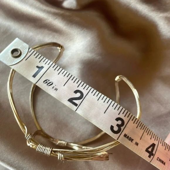 Local Artisan Gold Cuff Bracelet Heart Shape Handmade Valentine’s Day Gift Ready - Picture 6 of 8